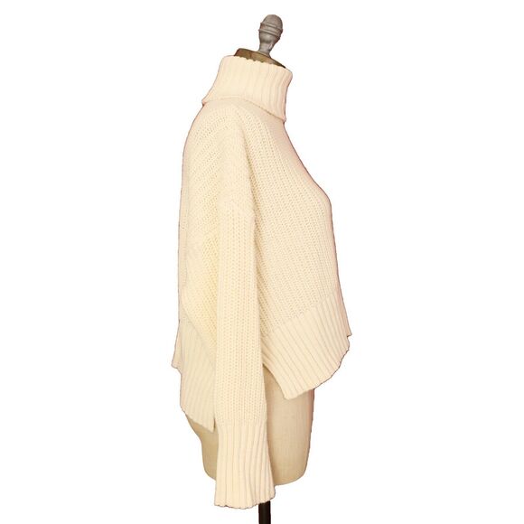 MADEWELL Wide Rib Turtleneck Sweater XXS Antique Cream Cableknit Pullover NWT B5 - Picture 3 of 6